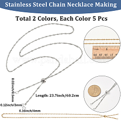 10 шт. 2 цвета 304 нержавеющая сталь сингапурская цепочка для изготовления ожерелья&nbsp;AJEW-SC0003-99