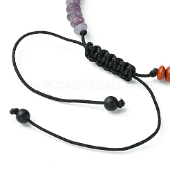 Браслет из плоских круглых плетеных бусин из смешанных натуральных и синтетических драгоценных камней BJEW-JB09710-02