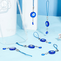 Плоская круглая подвеска лэмпворк ручной работы от сглаза HJEW-AB00134