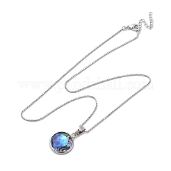 Ожерелье с подвесками из натуральной ракушки пауа NJEW-B104-01G-01P