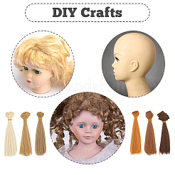 6束6色の新しいレディースヘアアクセサリー  ロング＆ストレートのマジックテープポニーテールヘアドールウィッグヘア  DIYの女の子のためのbjdメイキングアクセサリー  ミックスカラー  17.2~18.7cm  1 M /バンドル  1束/カラー&nbsp;OHAR-DC0001-07