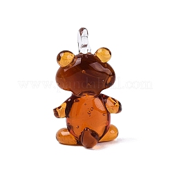 手作りランプワークペンダント  クマのチャーム  ミックスカラー  27.5~30x16.5~17.5x14~17mm  穴：2~3.5mm&nbsp;LAMP-N034-24