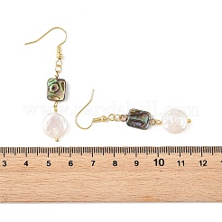 Geometrische Ohrhänger aus Abalone-/Paua-Muschel und natürlicher Keshi-Perle für Damen&nbsp;EJEW-JE07338