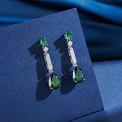 925 стерлингового серебра кубического циркония серьги стержня EJEW-L294-007P