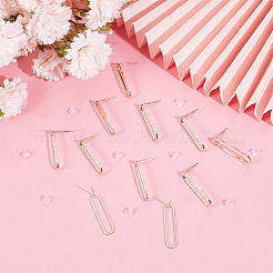 12 шт. латунная полая овальная фурнитура для сережек-гвоздиков KK-GO0001-71