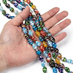 Fatti a mano ovale perle di vetro millefiori fili&nbsp;LK-R004-84