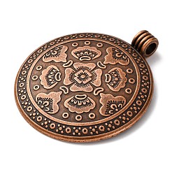 Стиль тибетского плоские круглые с цветком сплава больших подвесками&nbsp;LS-TIBEP-Q056-15R-NR