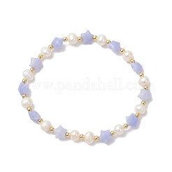 Женские эластичные браслеты из синтетического голубого кружевного агата&nbsp;BJEW-JB12814-01