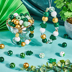 200 шт. 11 стиля наборы бусин из натурального дерева с принтом на тему Дня Святого Патрика&nbsp;WOOD-SP0001-28