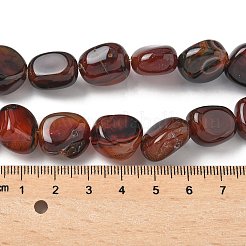 天然石赤瑪瑙ビーズ連売り  染め＆加熱  ナゲット  タンブルストーン  暗赤色  14~15x10~14x8~9.5mm  穴：1.6mm  約12~13個/連  7.09~7.48''（18~19センチメートル）&nbsp;G-H295-D01-14