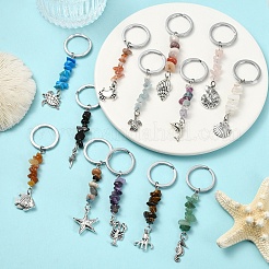 14 шт. подвесных украшений из натуральных и синтетических драгоценных камней&nbsp;HJEW-YW00196