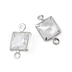 Messing Pavé klar Zirkonia quadratische Verbindungsstück Charms&nbsp;XGRQ2O726-447P