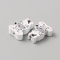 スプレープリントウッドビーズ  ジュエリー作りのための  動物のテーマ  シマウマ  19.5x15x6mm  穴：2mm&nbsp;WOOD-CJC0012-05A