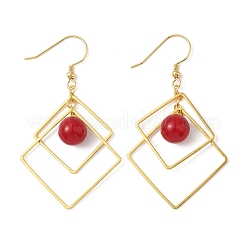 Серьги-подвески из гальванизированной латуни с имитацией жемчуга EJEW-Z129-01G