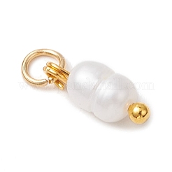 Подвески-картофелины из натурального пресноводного жемчуга с латунными соединительными кольцами PALLOY-JF04176-01