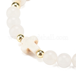 Bracelet extensible en perles de turquoise synthétique (teint)&nbsp;BJEW-JB08287-02