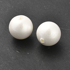 ベーキングペイント パール加工ガラスパールラウンドビーズ  ホワイト  12mm  穴：1mm&nbsp;HY-Q001-01B