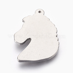 変色しにくい304ステンレススチールペンダント  馬の頭  ステンレス鋼色  41x28.5x4mm  穴：1.8mm&nbsp;STAS-L212-010P