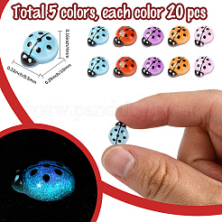 100 шт. 5-х цветный кабошон из светящейся смолы в виде божьей коровки&nbsp;MRMJ-SP0001-11