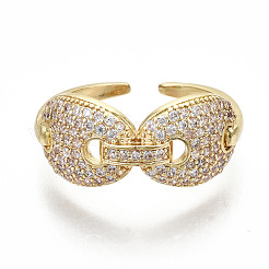 Латунные кольца из манжеты с прозрачным цирконием RJEW-S045-010G-NR