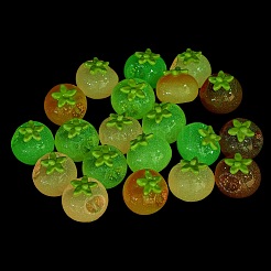 光沢のある樹脂製模造植物カボション  トマト  グリッターパウダー付き  暗闇で光る  ミックスカラー  18.5x18.2x15mm&nbsp;RE-CBA8643-01