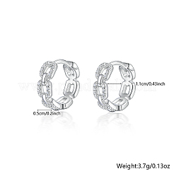 Серьги-кольца из стерлингового серебра 925 пробы с родиевым покрытием и фианитами с микропаве KY3398-1