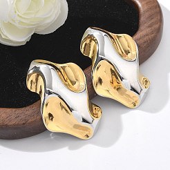 Серьги-гвоздики из нержавеющей стали 304 с закругленными углами&nbsp;EJEW-Z084-03GP-03