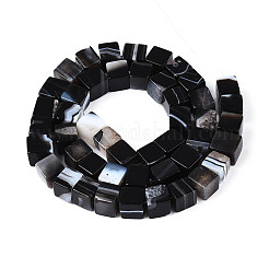 Нити бусин из натурального окрашенного и нагретого черного агата&nbsp;G-T139-8x8-35B-01