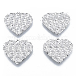 変色しない304ステンレススチールペンダント  ハート  ステンレス鋼色  20x22x1.5mm  穴：1.5mm&nbsp;STAS-N098-189P