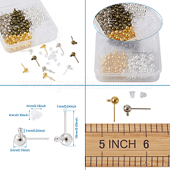 Фурнитура для сережек-гвоздиков с шариками из латуни KK-CD0001-04