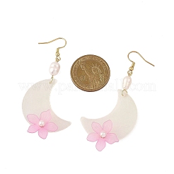Серьги-подвески из натуральной ракушки с цветком EJEW-JE06759