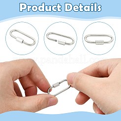 8 pièce 4 styles 304 mousqueton à vis en acier inoxydable avec breloques de verrouillage&nbsp;STAS-FS0002-38