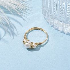 Открытое кольцо с натуральным культивированным пресноводным жемчугом RJEW-JR00631-01