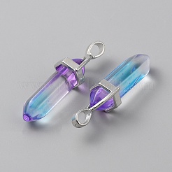 Прозрачные стеклянные двойные заостренные подвески&nbsp;LS-G-WH0016-41L