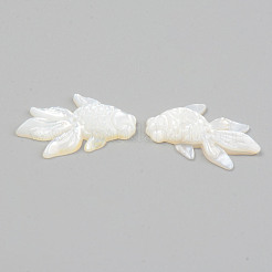 パールシェルビーズの天然な白いシェルマザーオブパール  金魚  貝殻色  23.5x14~15x2.5mm  穴：0.7mm&nbsp;SHEL-T017-17