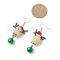 Серьги-подвески в виде оленей из стеклянных бусин&nbsp;EJEW-MZ00628