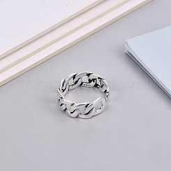 女性のための調節可能な真鍮の袖口の指輪  カーブチェーン  アンティークシルバー  usサイズ7 3/4(17.9mm)&nbsp;RJEW-BB70601