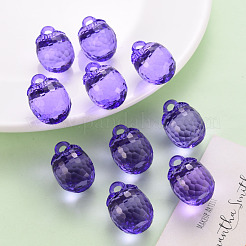 秋のテーマ透明アクリル ペンダント  多面カット  3d柿  紫色のメディア  27.5x19.5mm  穴：4mm  約95個/500g&nbsp;TACR-T024-04B-936