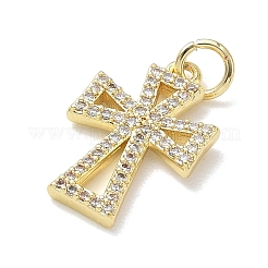Ciondoli in ottone con micro pavé di zirconi cubici trasparenti&nbsp;KK-T085-18F-G