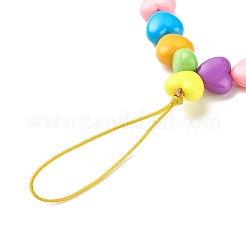 不透明なアクリル携帯ストラップ  ナイロン糸で  ハート  カラフル  18cm&nbsp;HJEW-JM00675
