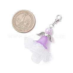 Подвеска в виде ангела из акрила и полиэстера с плиссированной лентой&nbsp;HJEW-JM03541