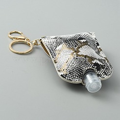 Handdesinfektionsflasche aus Kunststoff mit Leopardenmuster und PU-Lederbezug&nbsp;KEYC-WH0024-28B