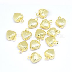 真鍮製チャーム  ハート  18KGP本金メッキ  14x11.5x6mm  穴：2mm&nbsp;X-KK-F764-11G