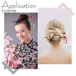 20個 2スタイル ヴィンテージ木製ヘアスティック  DIYヘアアクセサリー用ヘアピン  丸いボールで  ブラック  220x11mmと133x11.5mm  10個/スタイル&nbsp;OHAR-PH0001-31