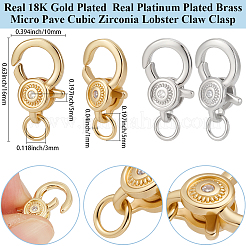 6 шт. 2-цветные застежки-карабины из латуни с микропаве из кубического циркония&nbsp;ZIRC-BBC0003-27