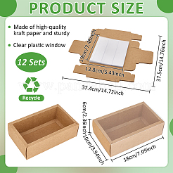 Cajas de cartón plegables rectangulares de papel kraft con cajón y cubierta de plástico transparente&nbsp;CON-WH0100-57B