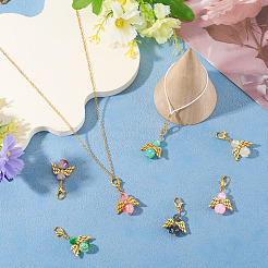 20 шт. двухцветная стеклянная бусина с подвесками из сплава&nbsp;HJEW-TAC0110