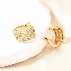 Латунные серьги-манжеты из прозрачного кубического циркония&nbsp;EJEW-F370-07G