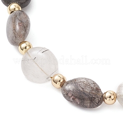 Braccialetti con perline di quarzo tormalinato naturale e ottone per donna&nbsp;BJEW-JB12904-02