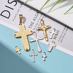 ステンレス製クロスゴシックペンダント  ミックスカラー  12~58.5x7~32x0.7~3mm  穴：1.2~10mm&nbsp;STAS-MSMC001-11